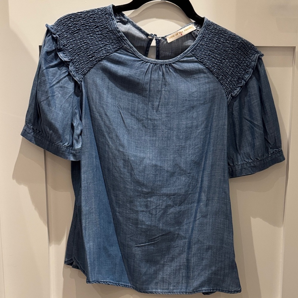 Elegant Denim Blue Women's Blouse